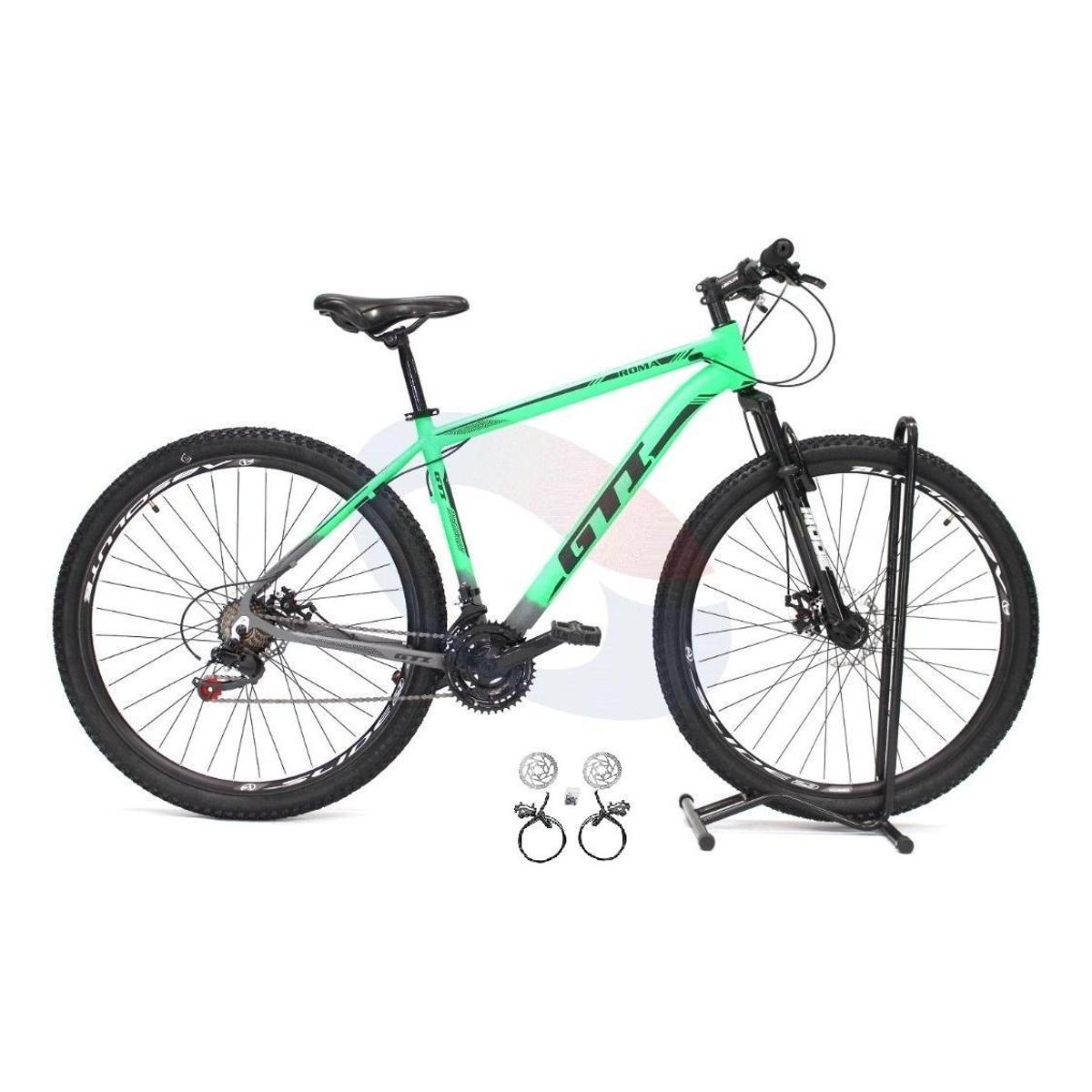 Bicicleta Gti Roma Disc H Aro 29 Susp. Dianteira 24 Marchas - Verde/cinza