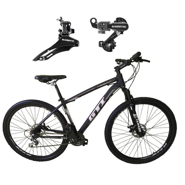 Bicicleta Aro 29 Gti Roma Alumínio 21v Câmbios Shimano Freio a Disco Suspensão Dianteira Mtb 29