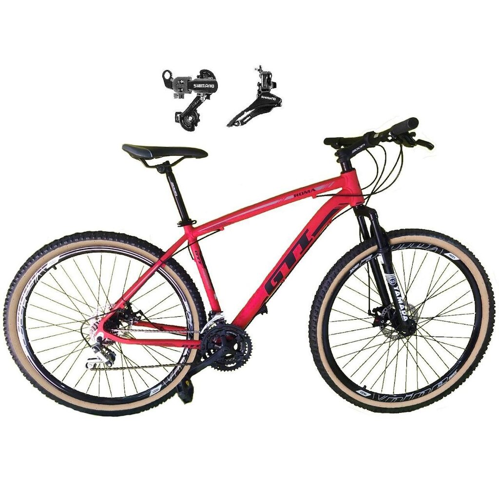 Bicicleta Aro 29 Gti Roma Alumínio 21v Câmbios Shimano Freio a Disco Suspensão