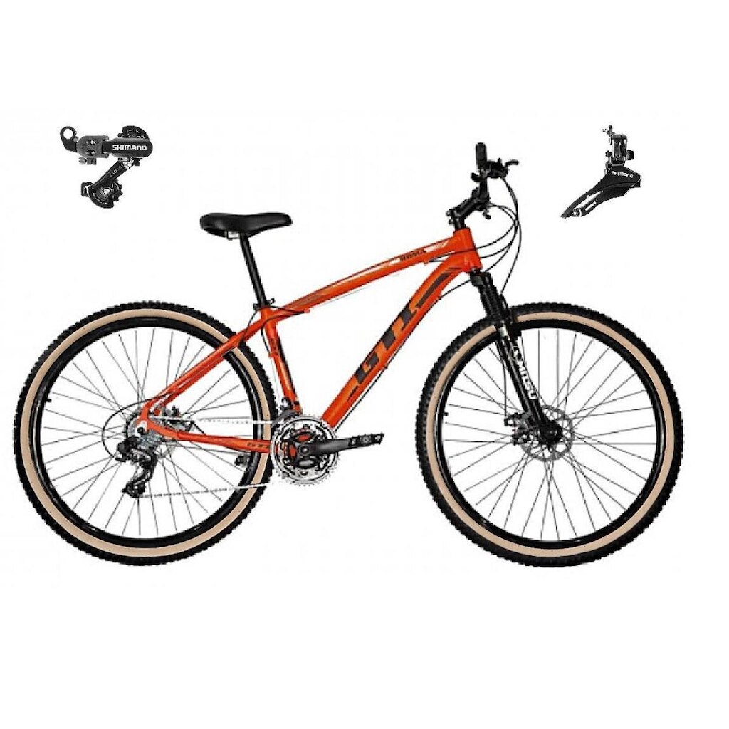 Bicicleta Aro 29 Gti Roma Alumínio 21v Câmbios Shimano Freio a Disco Suspensão