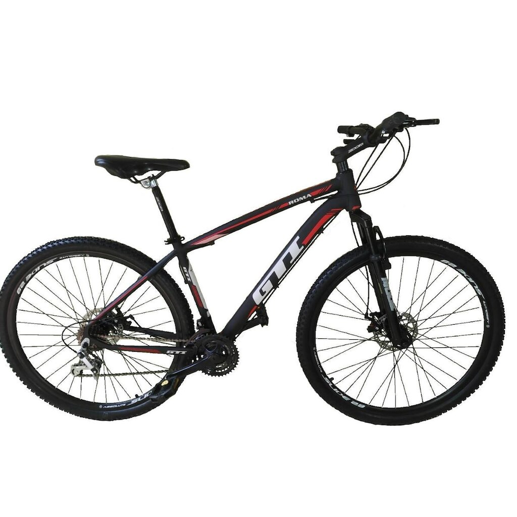 Bicicleta Aro 29 Gti Roma Alumínio 21v Freio a Disco Garfo Suspensão - Preto/Vermelha