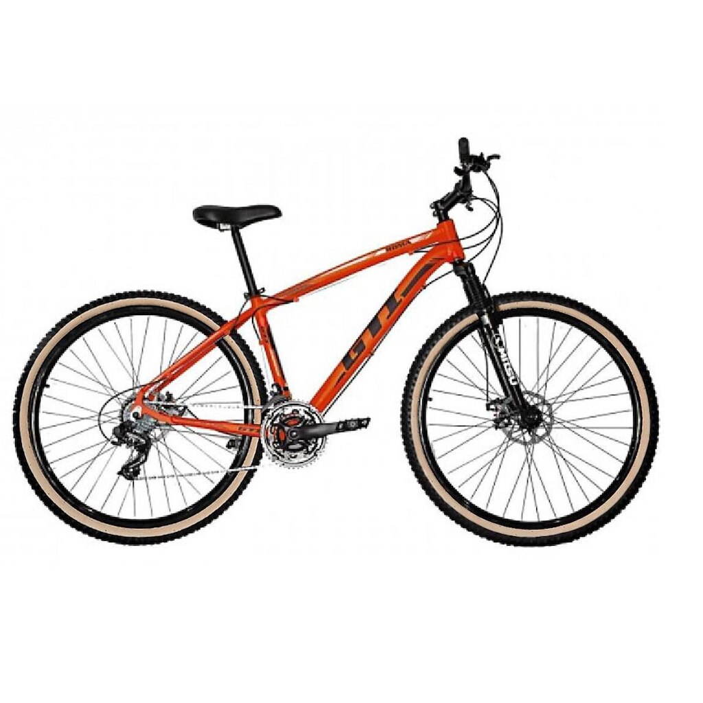 Bicicleta Aro 29 Gti Roma Alumínio 24v Freio a Disco Suspensão Dianteira Pneus Faixa Bege