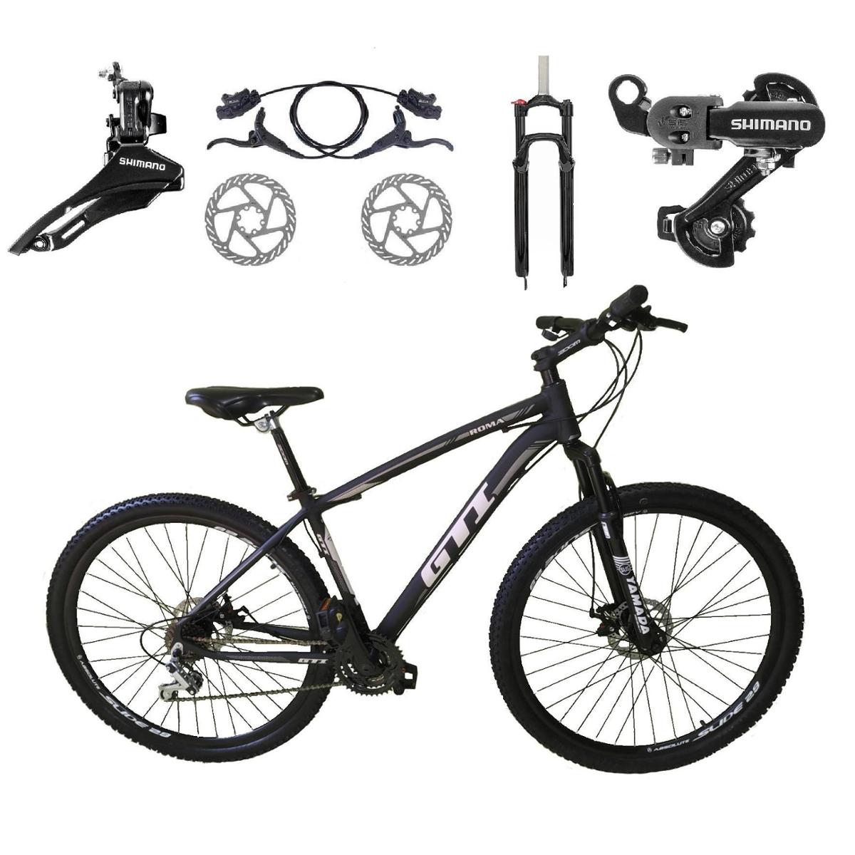 Bicicleta Gti T15 Disc H Aro 29 Susp. Dianteira 24 Marchas - Preto/cinza