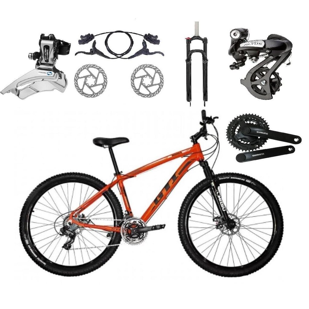 Bicicleta Aro 29 Gti Roma Câmbios Shimano Altus 24v K7 Alumínio Freios Hidráulicos Garfo Com Trava