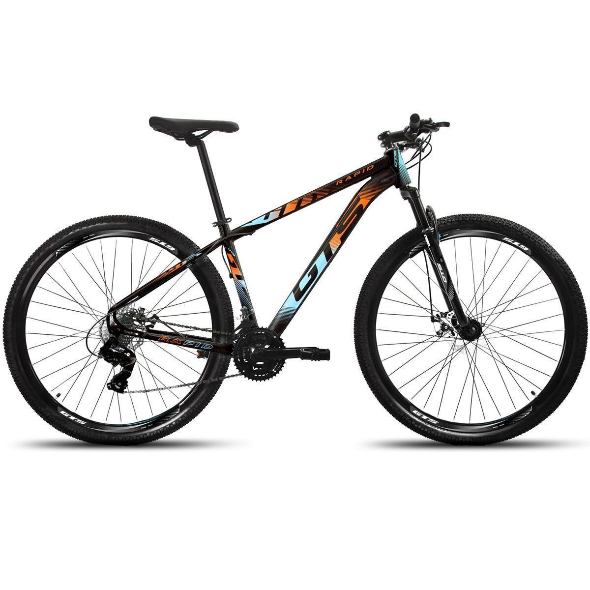 Bicicleta Gts M1 Rapid Disc M Aro 29 Susp. Dianteira 24 Marchas - Azul/laranja