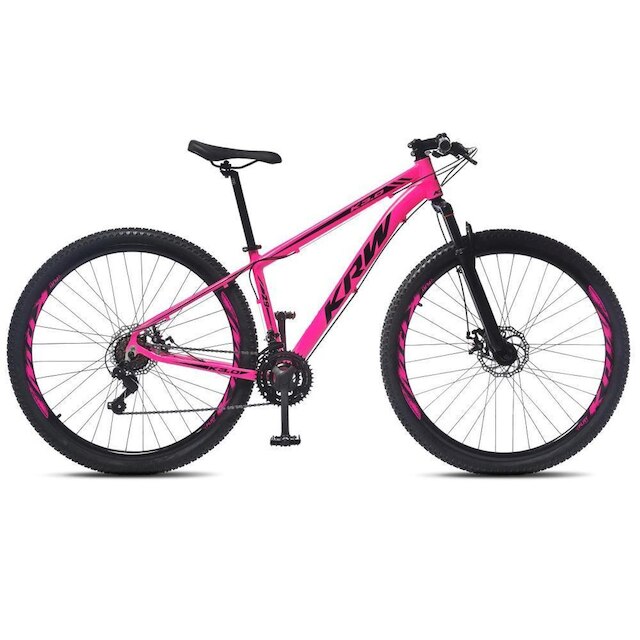 Bicicleta Aro 29 KRW Alumínio 27 Vel Shimano Acera Freio a Disco Hidráulico Suspensão com trava S31