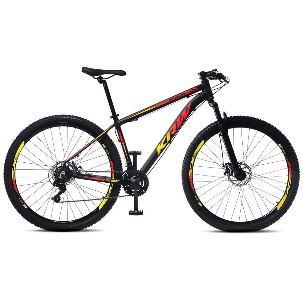 Bicicleta Krw Tz-21 Aro 29 Susp. Dianteira 21 Marchas - Amarelo/vermelho