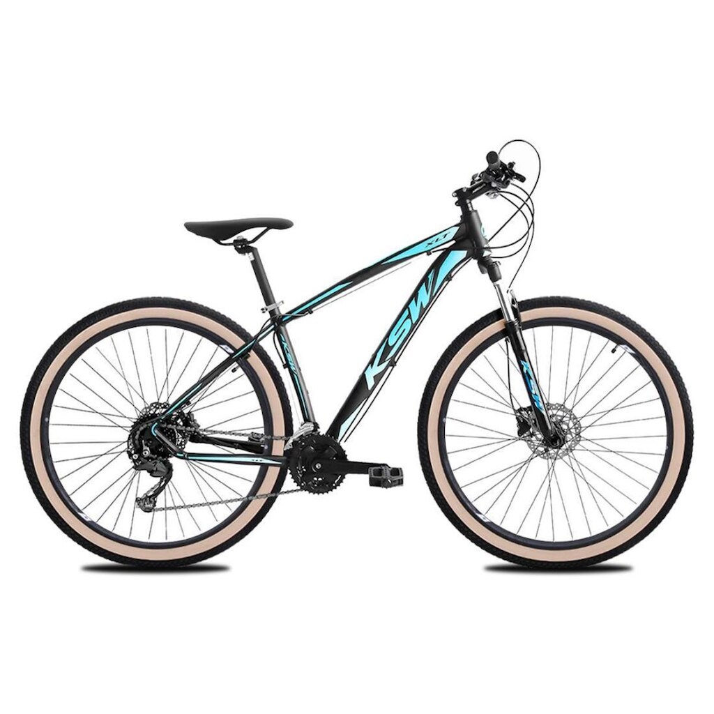 Bicicleta Aro 29 KSW 24 Marchas Freio a Disco Sistema K7 e Suspensão de 100mm com Trava
