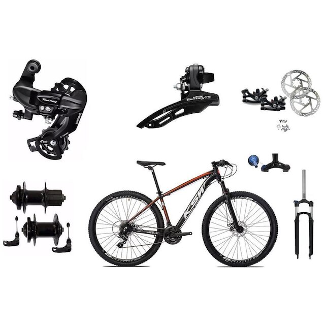 Bicicleta Aro 29 Ksw 24v Cambios Shimano - Cubo K7 E trava - Preto+Vermelho Menor preço em Bicicleta Aro 29 Ksw 24v Cambios Shimano - Cubo K7 E trava - Preto+Vermelho