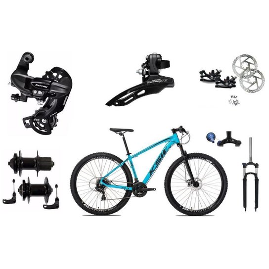 Bicicleta Aro 29 Ksw 24v Cambios Shimano - Cubo K7 E trava - Azul+Preto Menor preço em Bicicleta Aro 29 Ksw 24v Cambios Shimano - Cubo K7 E trava - Azul+Preto