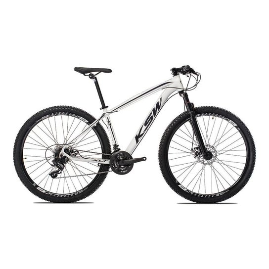 Bicicleta Aro 29 Ksw 24v Cambios Shimano E Cubo K7 E Disco - Branco+Preto Menor preço em Bicicleta Aro 29 Ksw 24v Cambios Shimano E Cubo K7 E Disco - Branco+Preto