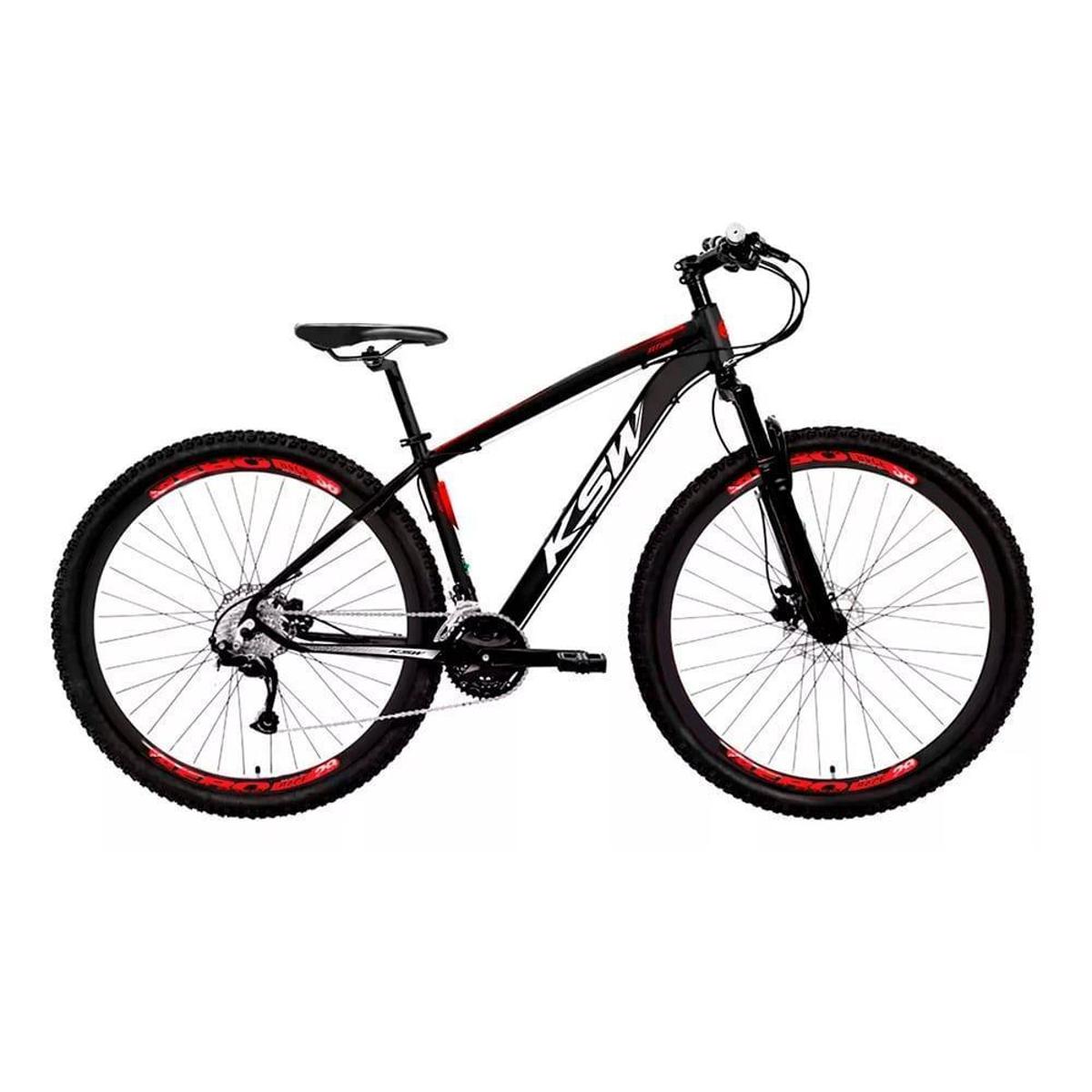 Bicicleta Ksw Xlt Tx-800 Disc M Aro 29 Susp. Dianteira 24 Marchas - Preto/vermelho
