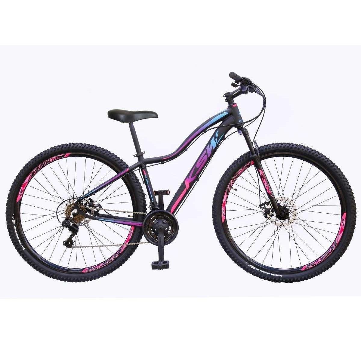 Bicicleta Aro 29 Ksw Mwza Feminina 24v Freio a Disco Garfo Suspensão Alumínio Menor preço em Bicicleta Aro 29 Ksw Mwza Feminina 24v Freio a Disco Garfo Suspensão Alumínio