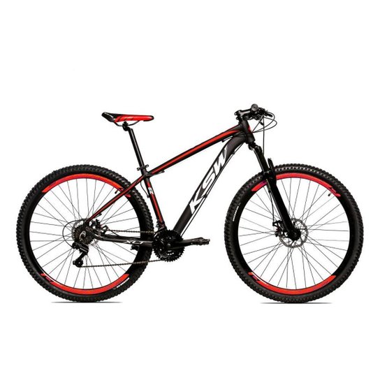 Bicicleta Aro 29 Ksw Shimano 24 Vel A Disco Ltx Hidráulica - Preto+Vermelho Menor preço em Bicicleta Aro 29 Ksw Shimano 24 Vel A Disco Ltx Hidráulica - Preto+Vermelho