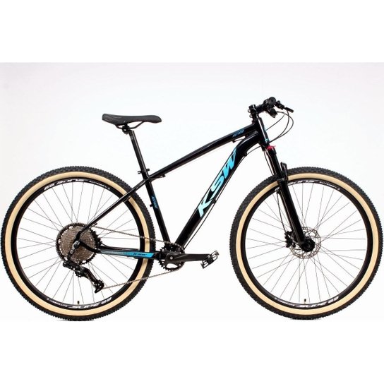 Bicicleta Aro 29 Ksw Xlt 12v Suspensão com Trava K7 11/50 Freios Hidráulicos Kit 1x12 Pneus Bege - Preto+Azul Menor preço em Bicicleta Aro 29 Ksw Xlt 12v Suspensão com Trava K7 11/50 Freios Hidráulicos Kit 1x12 Pneus Bege - Preto+Azul