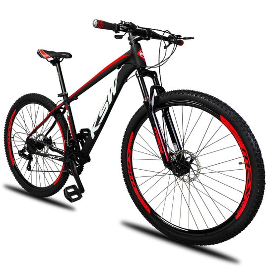 Bicicleta Aro 29 KSW XLT 21v Câmbios Shimano Freio a Disco Mecânico com Suspensão - Preto e Vermelho é ruim? Bicicleta Aro 29 KSW XLT 21v Câmbios Shimano Freio a Disco Mecânico com Suspensão - Preto e Vermelho é boa?