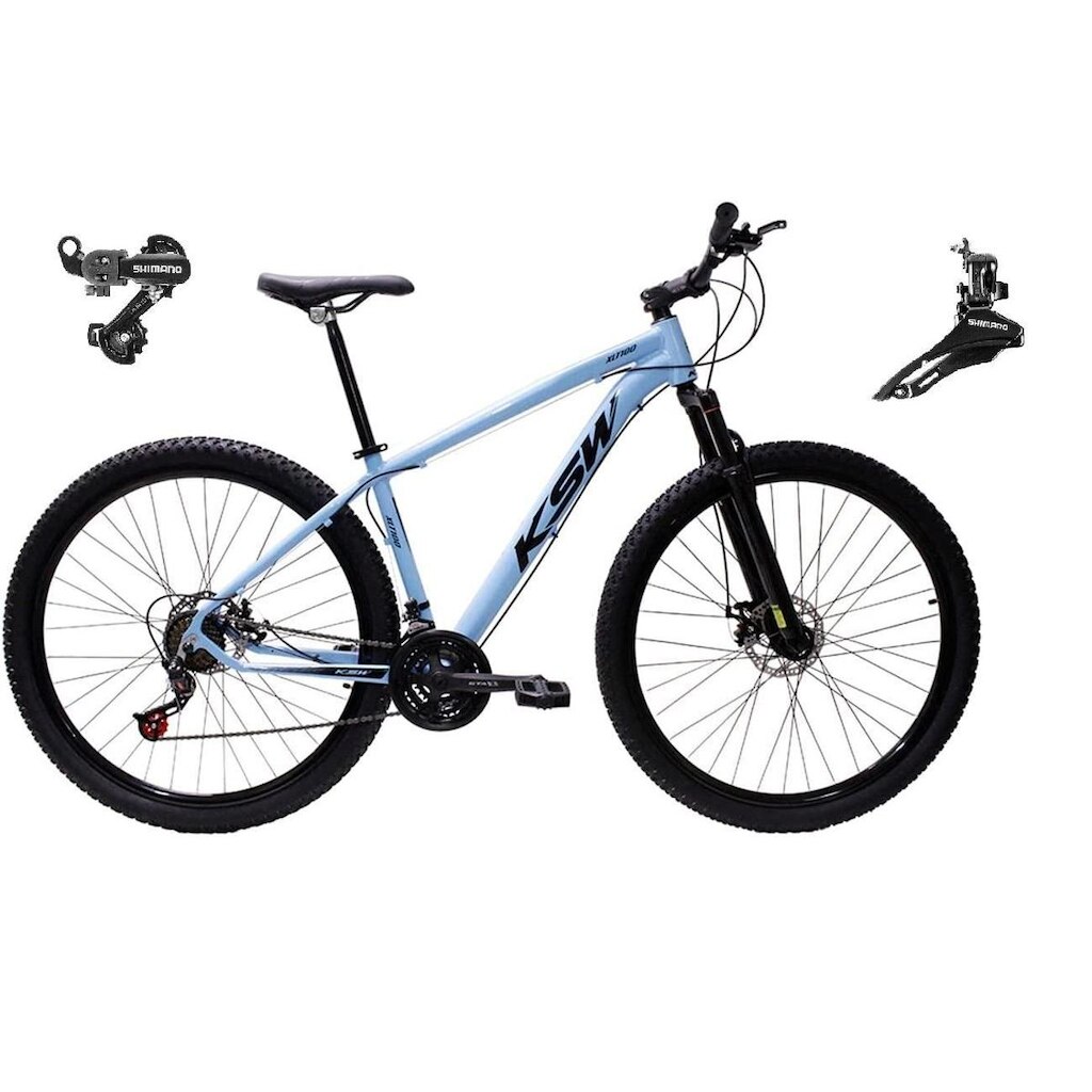 Bicicleta Aro 29 KSW XLT 24v Alumínio Câmbios Shimano Suspensão Dianteira MTB
