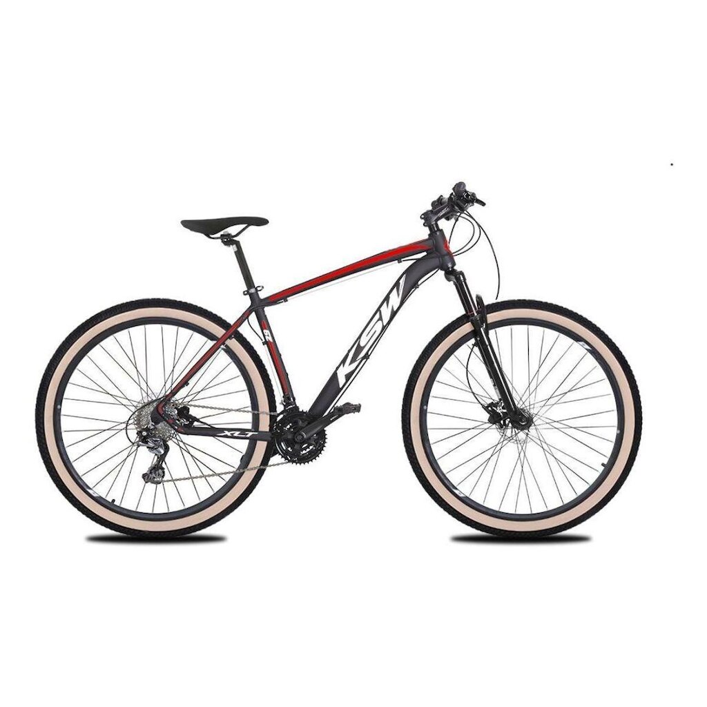 Bicicleta Aro 29 Ksw Xlt 24v K7 Câmbios Shimano Freio Hidráulico Suspensão com Trava Pneu Faixa Bege