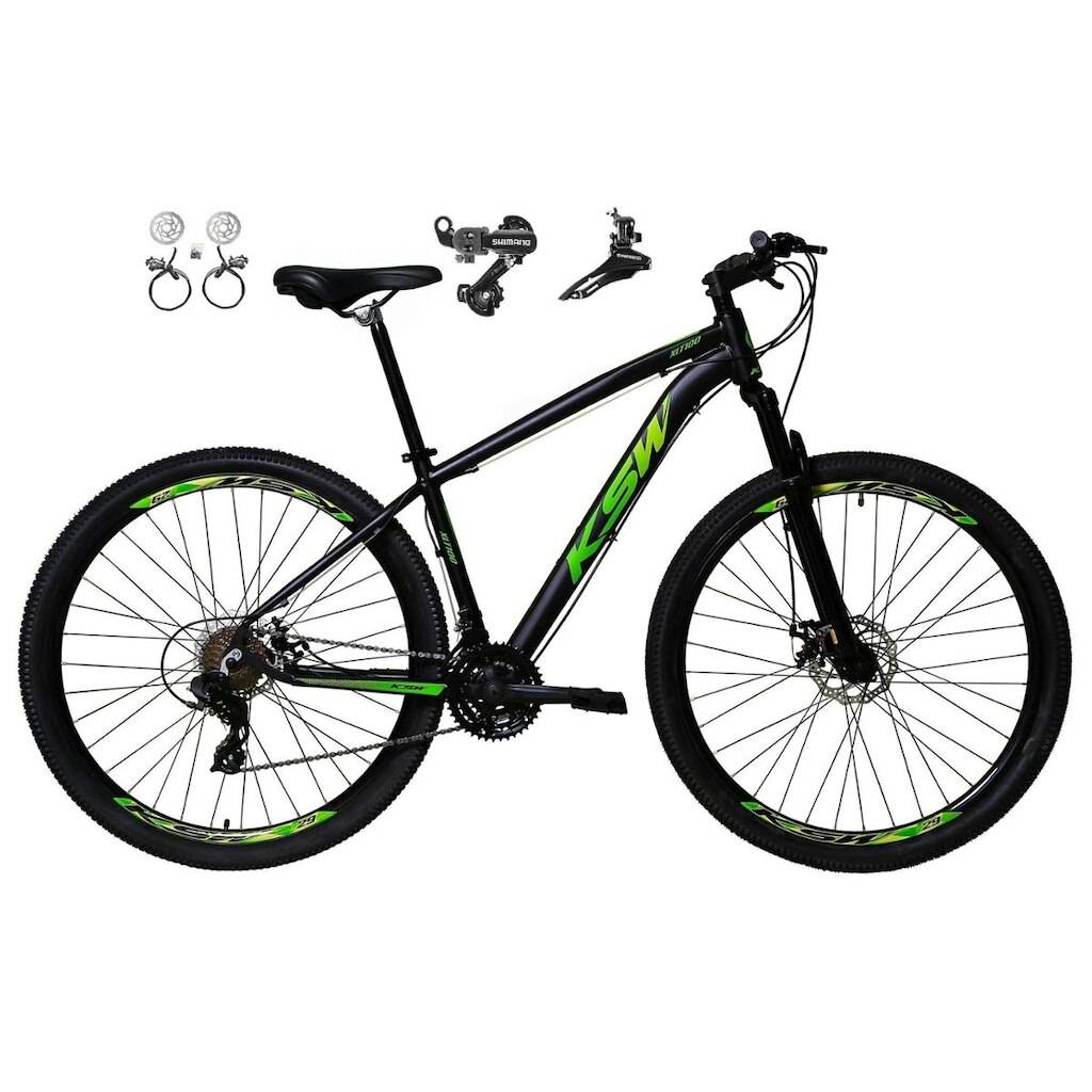 Bicicleta Aro 29 KSW XLT 24v Shimano Freio Hidráulico Suspensão Dianteira MTB Alumínio