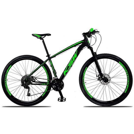 Bicicleta Aro 29 KSW XLT 27v Câmbios Shimano Deore M592 Freio a Disco Mecânico com Suspensão - Preto e verde é ruim? Bicicleta Aro 29 KSW XLT 27v Câmbios Shimano Deore M592 Freio a Disco Mecânico com Suspensão - Preto e verde é boa?