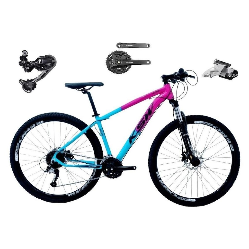 Bicicleta Aro 29 Ksw Xlt 27v K7 Câmbio Shimano Deore Freios a Disco Hidráulicos Suspensão com Trava