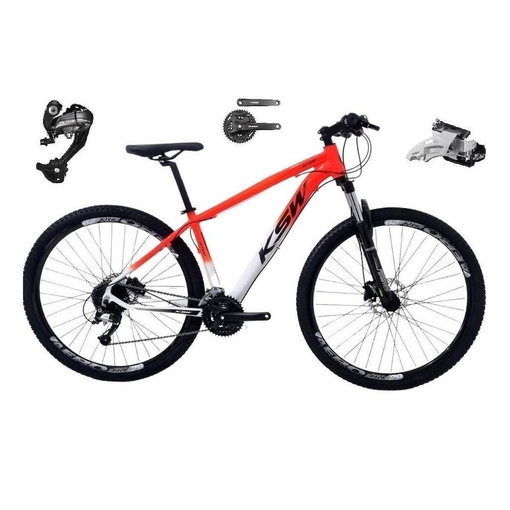 Bicicleta Aro 29 Ksw Xlt 27v K7 Câmbios Shimano Altus Freios a Disco Hidráulicos Suspensão com Trava
