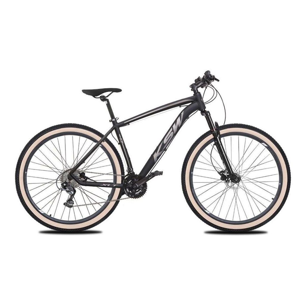 Bicicleta Aro 29 KSW XLT 27v K7 Freios a Disco Hidráulicos Kit 3x9 Suspensão Com Trava Pneus Bege