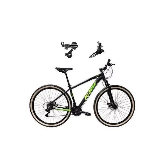 Bicicleta Aro 29 Ksw Xlt Alumínio 21V Câmbios Shimano Tz Freios a Disco Suspensão Pneus Faixa Bege