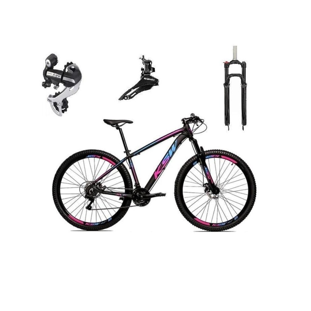 Bicicleta Aro 29 Ksw Xlt Alumínio 24v Câmbio Shimano Acera K7 Suspensão Com Trava Freio a Disco