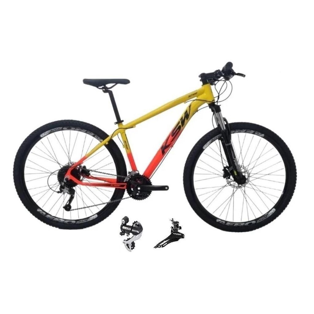 Bicicleta Aro 29 Ksw Xlt Alumínio 24v Câmbio Shimano Acera K7Suspensão Com Trava Freio a Disco
