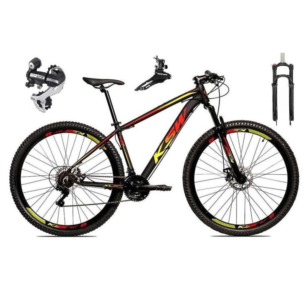 Bicicleta Aro 29 Ksw Xlt Alumínio 24v Câmbio Shimano Acera K7Suspensão Com Trava Freio a Disco