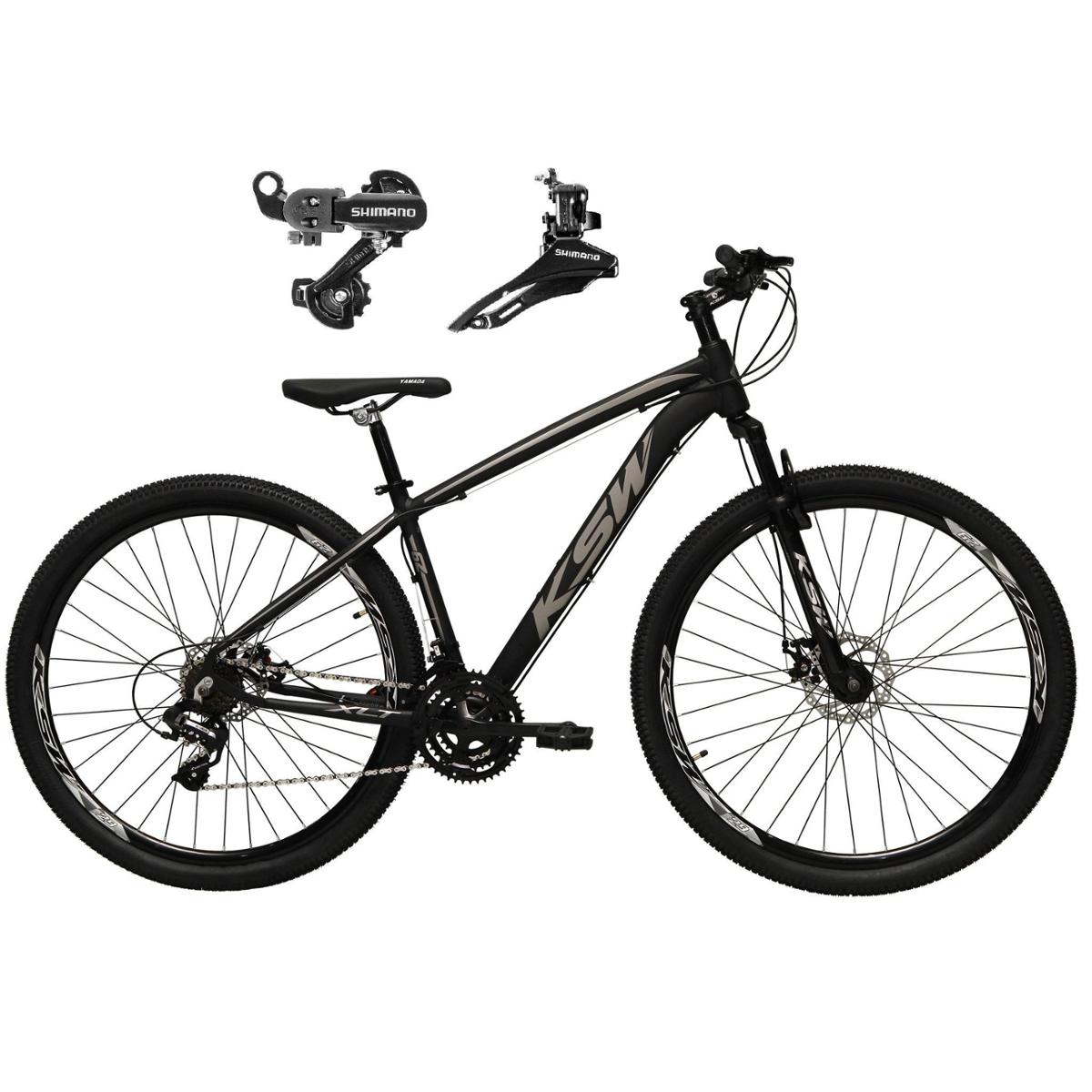 Bicicleta Aro 29 Ksw Xlt Alumínio 24v Câmbios Shimano Garfo Suspensão -  Preto+Prata | Netshoes