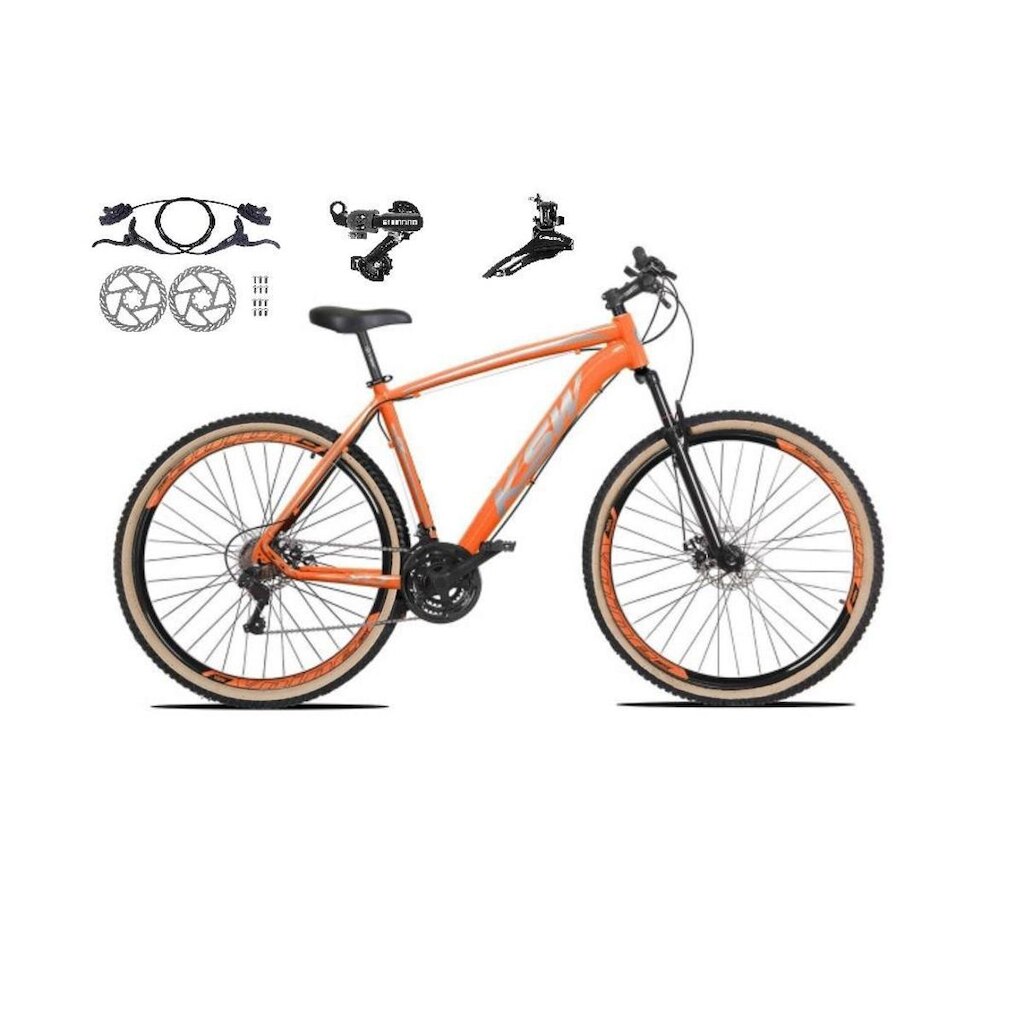 Bicicleta Aro 29 Ksw Xlt Alumínio 24v Câmbios Shimano Tz Freios a Disco Hidráulicos Pneus Faixa Bege
