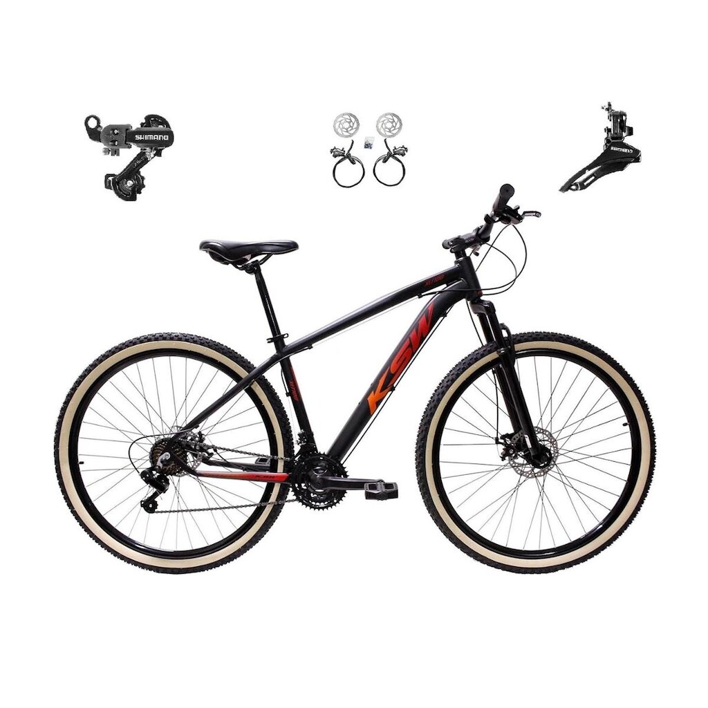 Bicicleta Aro 29 Ksw Xlt Alumínio 24v Câmbios Shimano Tz Freios a Disco Hidráulicos