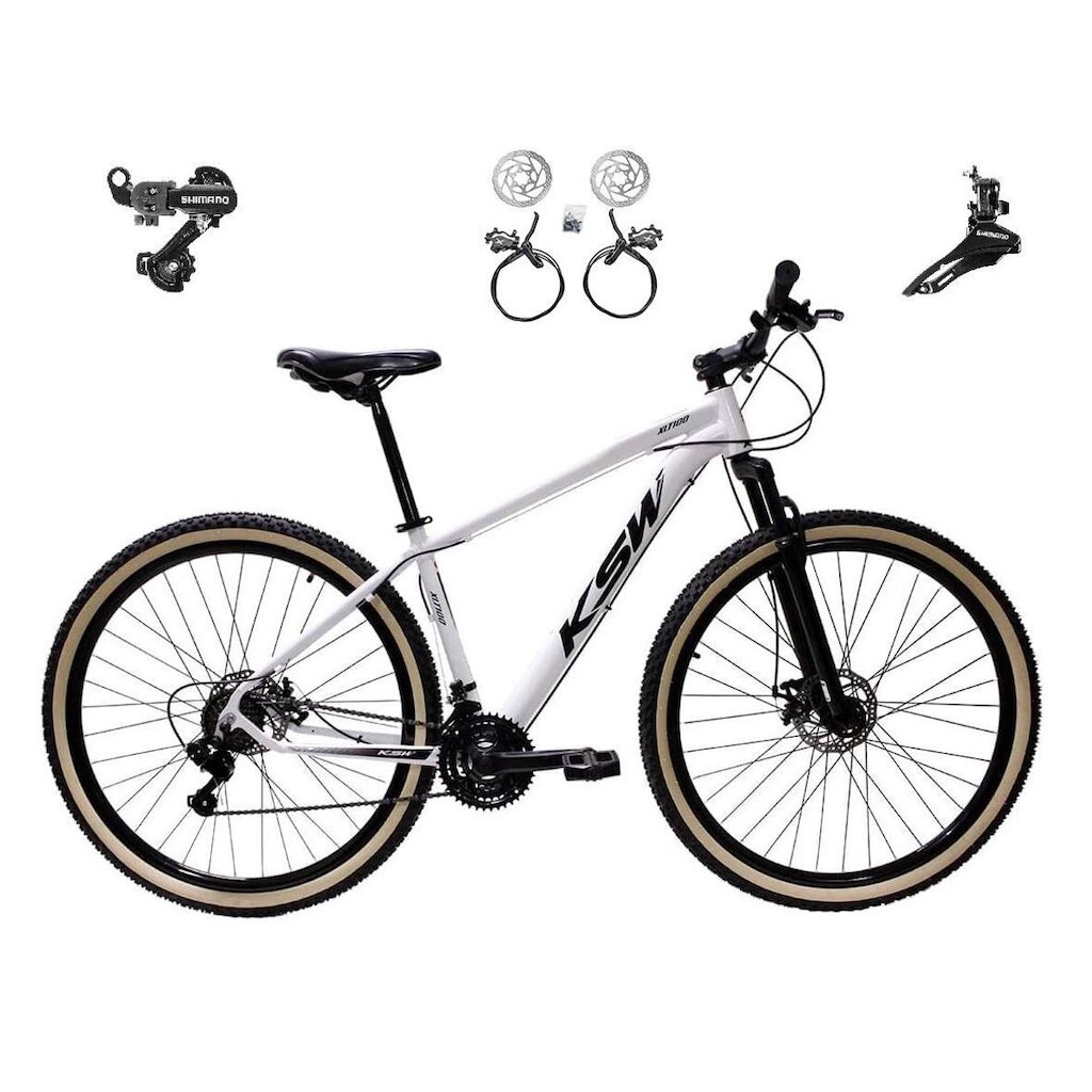 Bicicleta Aro 29 Ksw Xlt Alumínio 24v Câmbios Shimano Tz Freios a Disco Hidráulicos