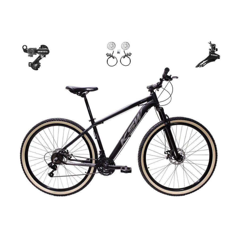 Bicicleta Aro 29 Ksw Xlt Alumínio 24v Câmbios Shimano Tz Freios a Disco Hidráulicos
