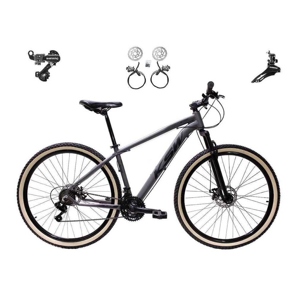 Bicicleta Aro 29 Ksw Xlt Alumínio 24v Câmbios Shimano Tz Freios a Disco Hidráulicos