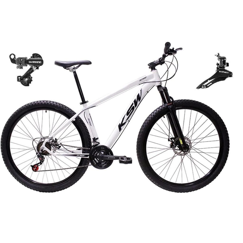 Bicicleta Aro 29 Ksw Xlt Alumínio 24v Câmbios Shimano Tz Freios a Disco Suspensão Dianteira