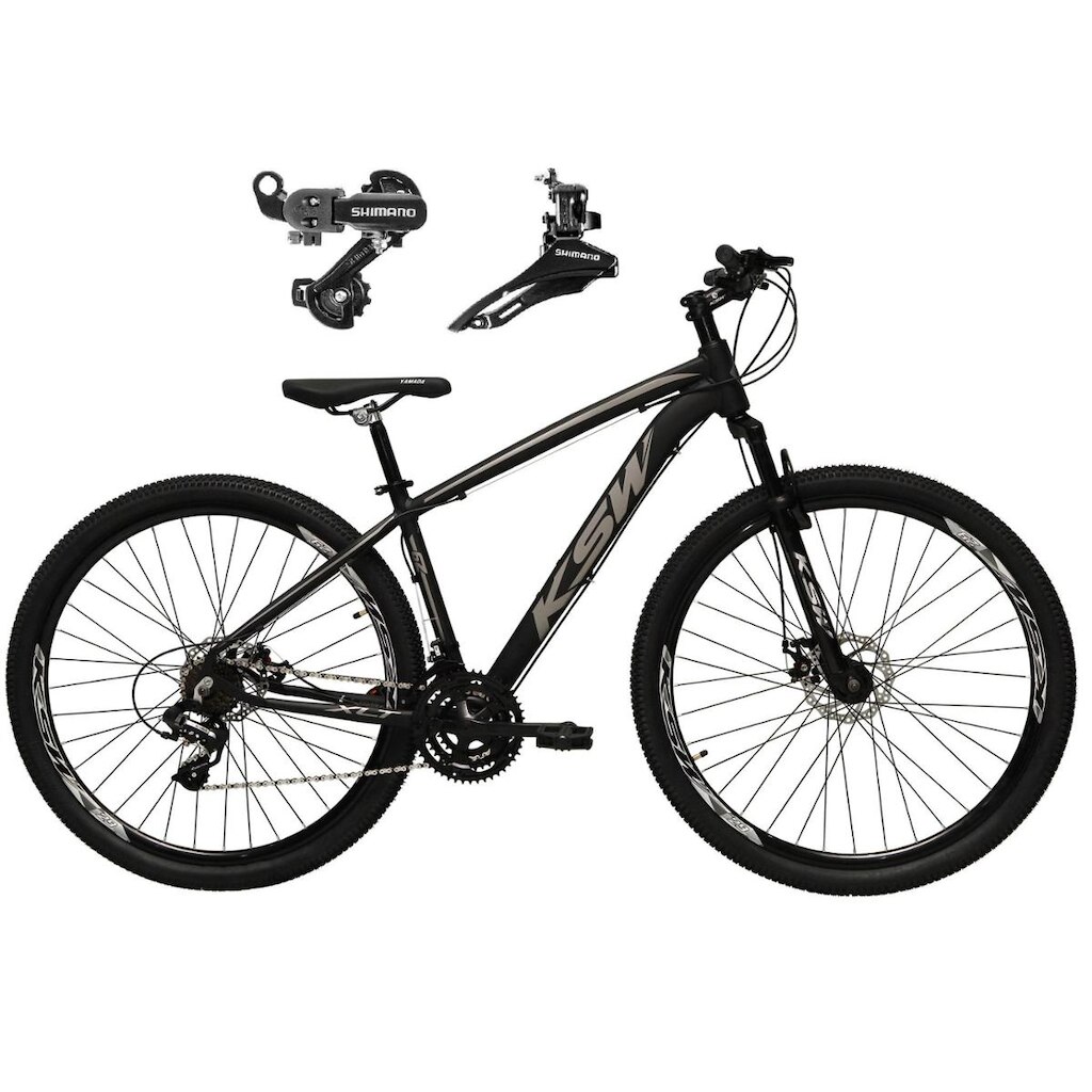 Bicicleta Aro 29 Ksw Xlt Alumínio 24v Câmbios Shimano Tz Freios a Disco Suspensão Dianteira