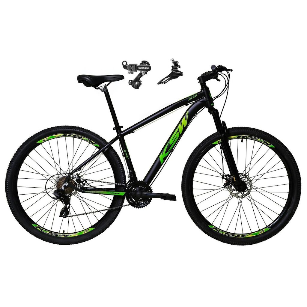 Bicicleta Aro 29 Ksw Xlt Alumínio 24v Câmbios Shimano Tz Freios a Disco Suspensão Dianteira