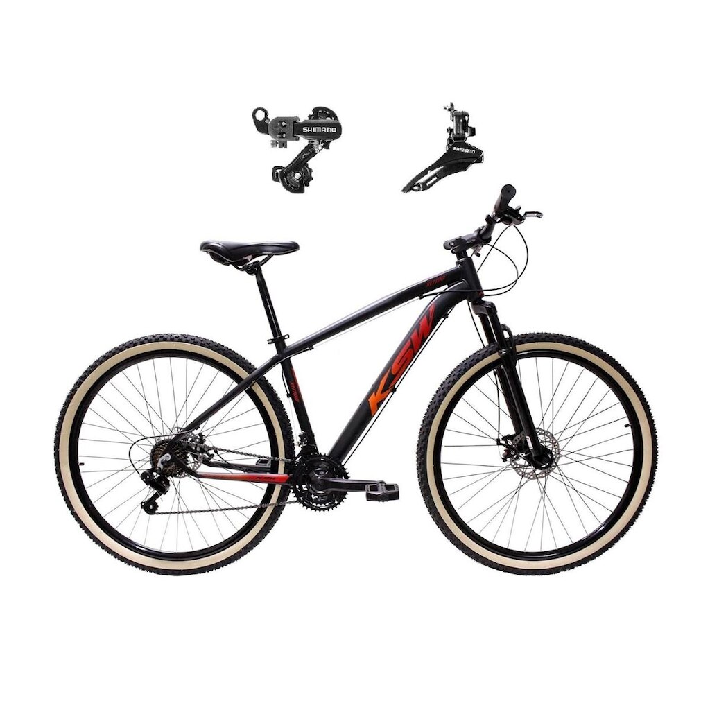 Bicicleta Aro 29 Ksw Xlt Alumínio 24v Câmbios Shimano Tz Freios a Disco Suspensão