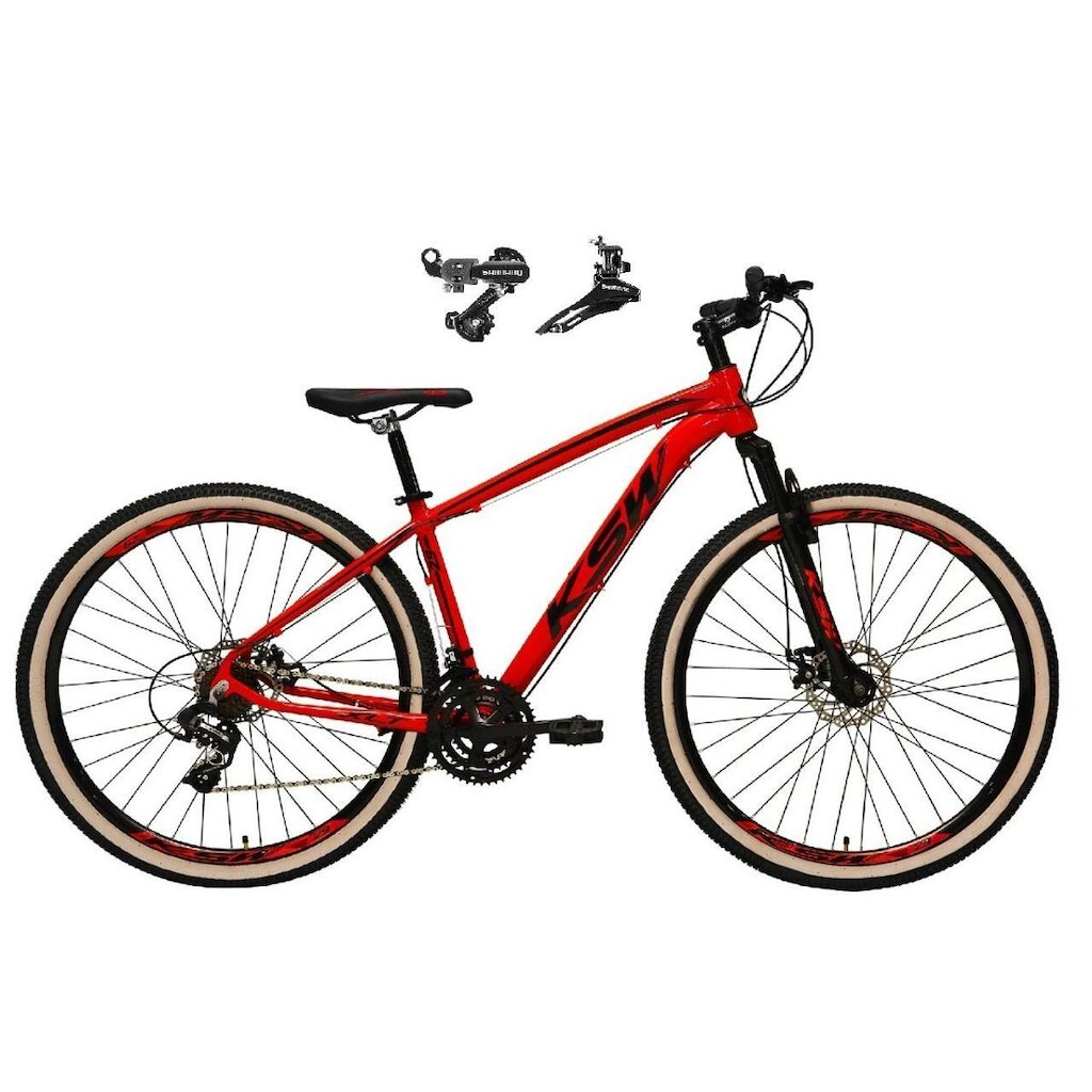 Bicicleta Aro 29 Ksw Xlt Alumínio 24v Câmbios Shimano Tz Freios a Disco Suspensão
