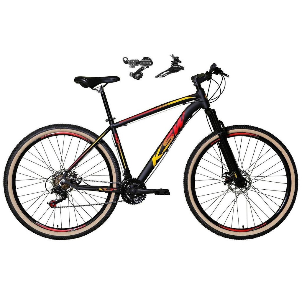 Bicicleta Aro 29 Ksw Xlt Alumínio 24v Câmbios Shimano Tz Freios a Disco Suspensão
