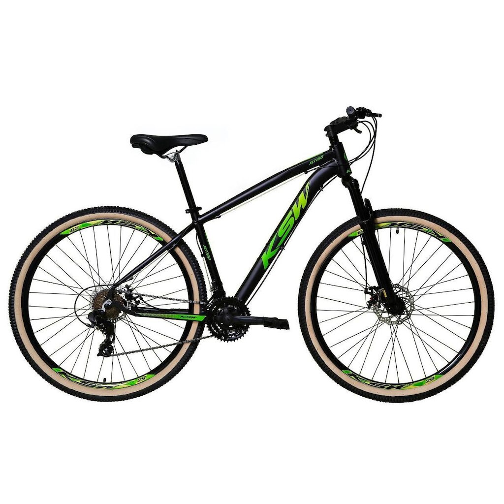 Bicicleta Aro 29 Ksw Xlt Alumínio 24v Freios a Disco Suspensão Dianteira Pneus Faixa Bege