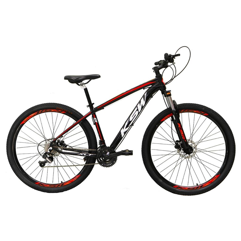 Bicicleta Aro 29 KSW XLT Câmbios Shimano 24v K7 Freios a Disco Hidráulicos Suspensão Com Trava