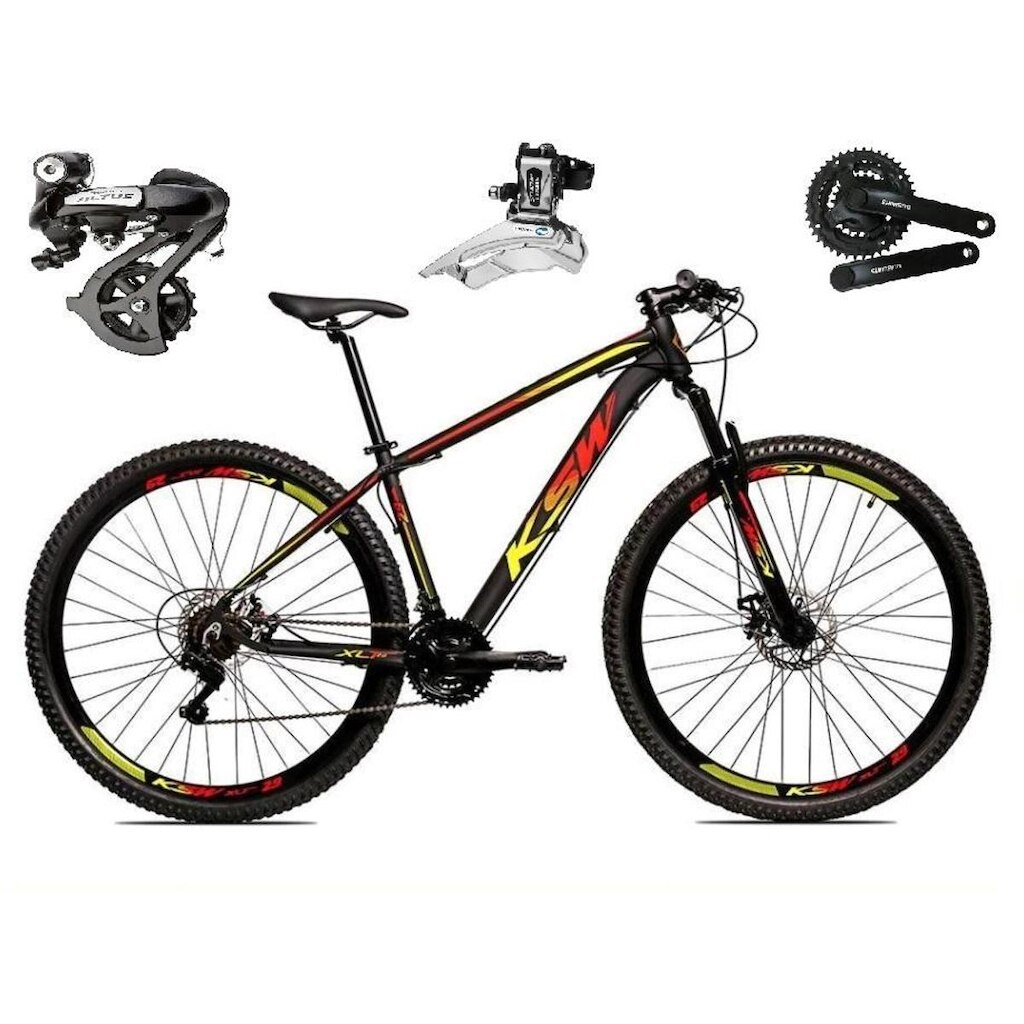 Bicicleta Aro 29 Ksw Xlt Câmbios Shimano Altus 24V Freios a Disco Hidráulicos Suspensão com Trava