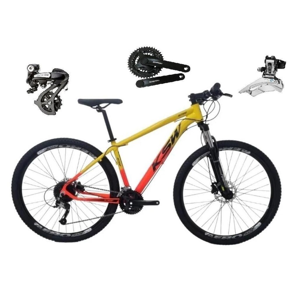 Bicicleta Aro 29 Ksw Xlt Câmbios Shimano Altus 24V Freios a Disco Hidráulicos Suspensão com Trava