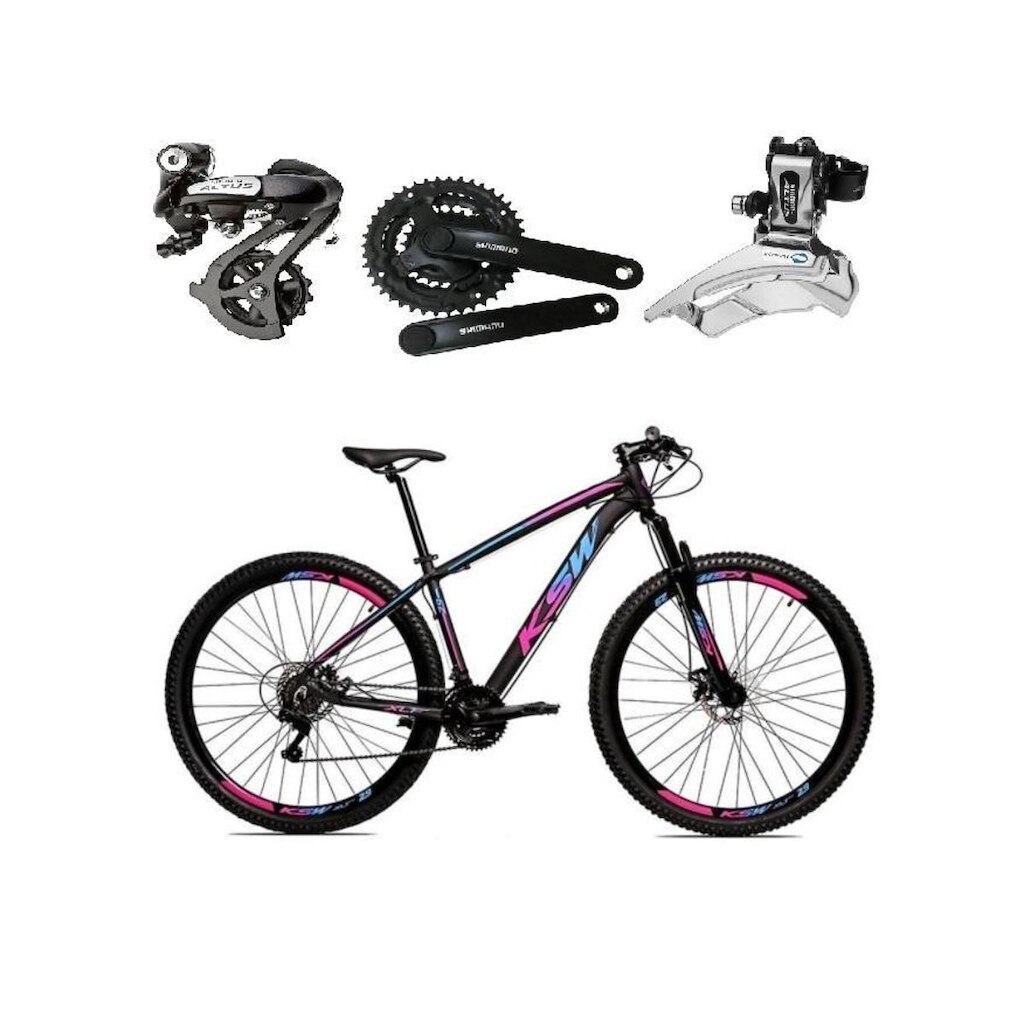 Bicicleta Aro 29 Ksw Xlt Câmbios Shimano Altus 24v K7 Alumínio Freios Hidráulicos Garfo Com Trava