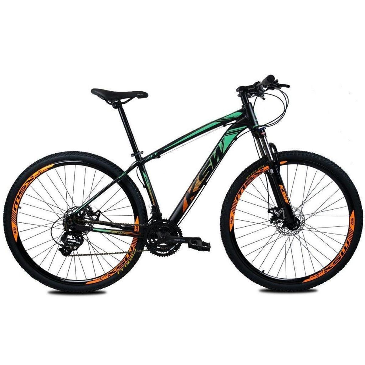 Bicicleta Aro 29 KSW XLT Color - 24v Cambios Shimano - Susp. Trava + Freio Hidraulico