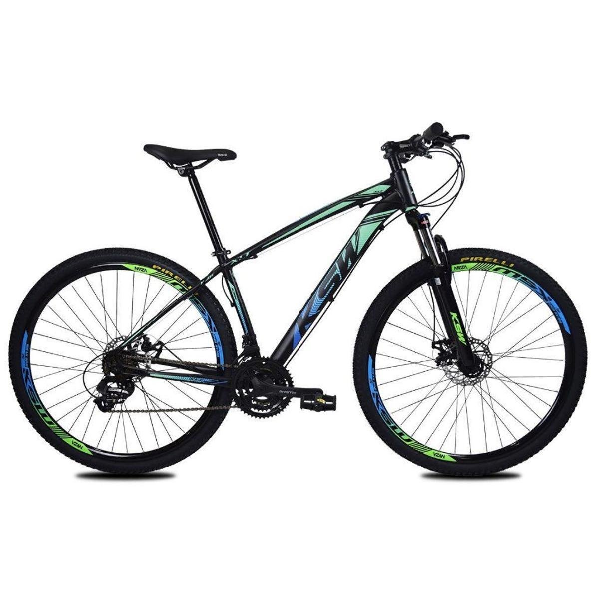 Bicicleta Aro 29 KSW XLT Color - 24v Cambios Shimano - Susp. Trava + Freio Hidraulico